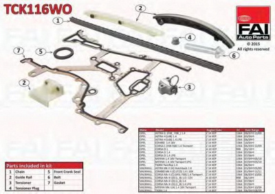 FAI AUTOPARTS tck116wo -  Комплект цепи привода распредвала